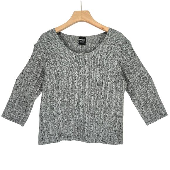 Vtg Y2K Magic Crush Textured Top OS Crinkle Blouse Stretch Fit Retro Maximalist - Picture 1 of 9